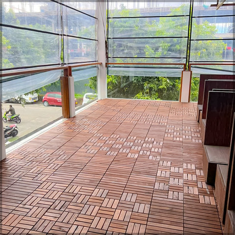 Acacia wood floor tiles
