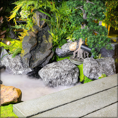 صخرة جيرية صناعية مزخرفة من الحجر الأبيض والأسود (حجر فقط)