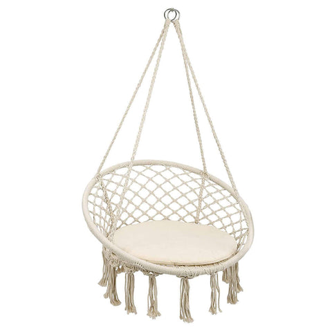 Hanging cotton rope swing chair