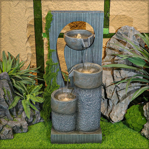 Modern Multi-Tiered Water Fountain with Cascading Bowls with light and pump (only fountain)