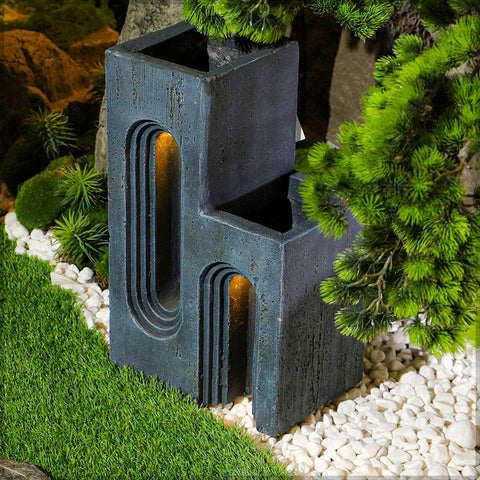 Modern gray planter with light