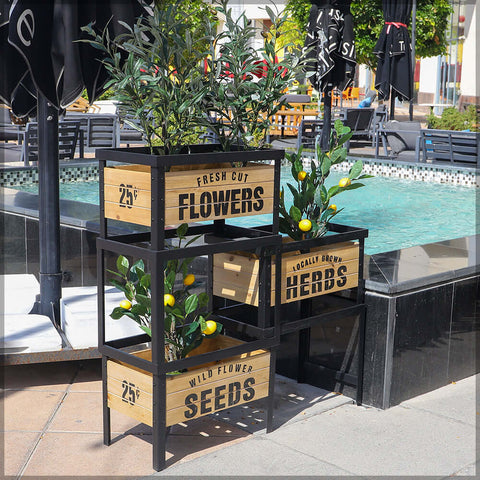 planter stand, wooden planters, hanging planters
