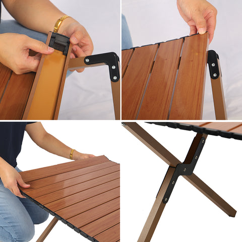 طاولة تخييم خفيفة الوزن من الألومنيوم قابلة للطي (طاولة فقط)