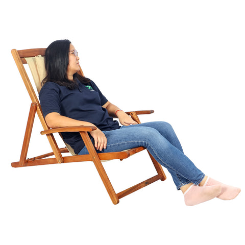 Solid Wood Sling Loungers Chair
