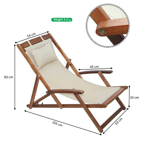 Solid Wood Sling Loungers Chair