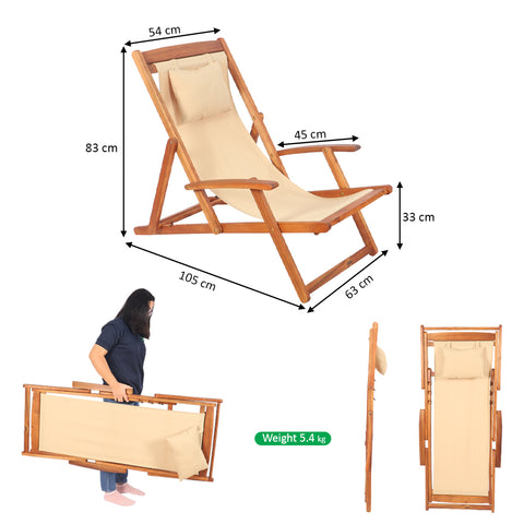 Solid Wood Sling Loungers Chair