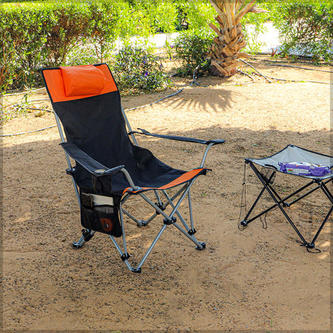 Foldable Camping Chair with Cup Holder , Pillow and Armrests