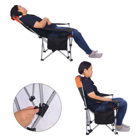 Foldable Camping Chair with Cup Holder , Pillow and Armrests