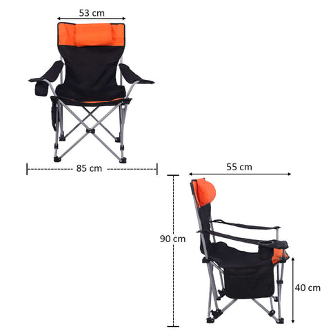 Foldable Camping Chair with Cup Holder , Pillow and Armrests