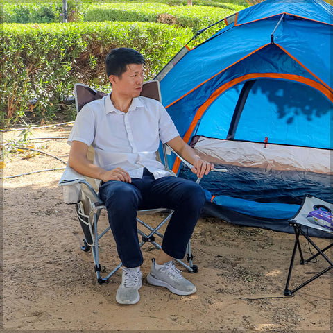 Foldable Camping Chair with Cup Holder , Pillow and Armrests