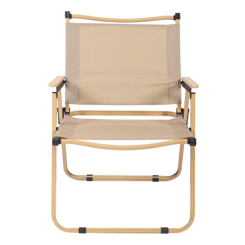 Camping chair with wooden armrest