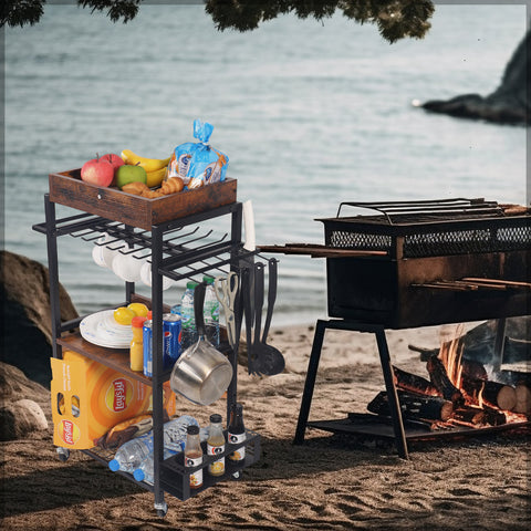 Portable wooden cart