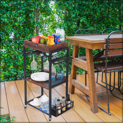 Wooden shelving cart