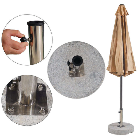 Round umbrella base for wind resistance