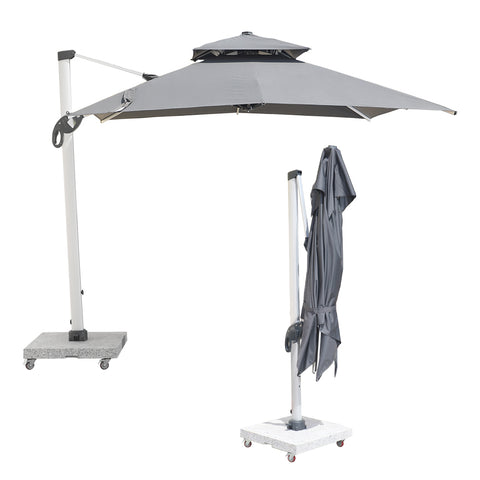 3m Cantilever Garden Parasol with 150kg Marble Base
