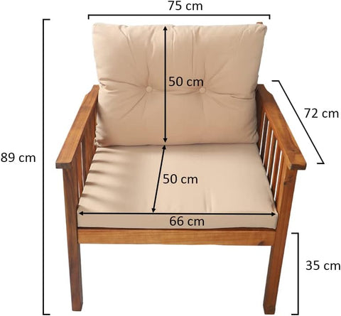 wooden garden lounge set with cushions