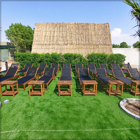 Relaxation Zone Outdoor Lounge Chairs on Lush Green Lawn