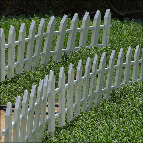 These white plastic garden fence panels provide a durable and stylish solution for protecting your garden.