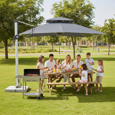 مظلة حديقة بمظلة معلقة 3 م مع قاعدة رخامية 150 كجم