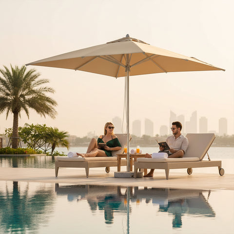 مظلة مربعة بقاعدة رخامية 100 كجم