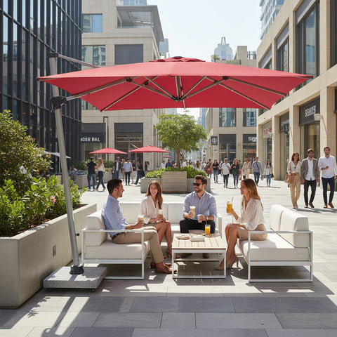 مظلة شمسية معلقة مقاس 3 أمتار × 3 أمتار بقاعدة رخامية تزن 80 كجم