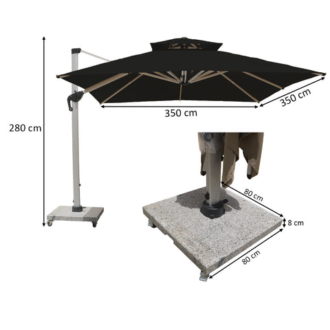 120kg marble base cantilever umbrella
