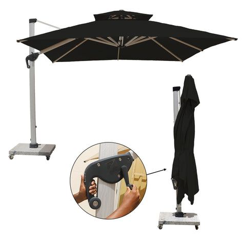 Heavy duty cantilever umbrella with marble base