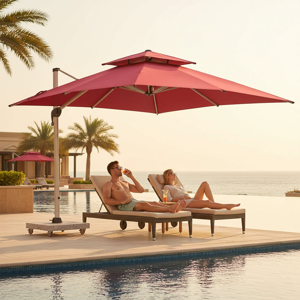 3m Cantilever Garden Parasol | 150kg Marble Base Dubai