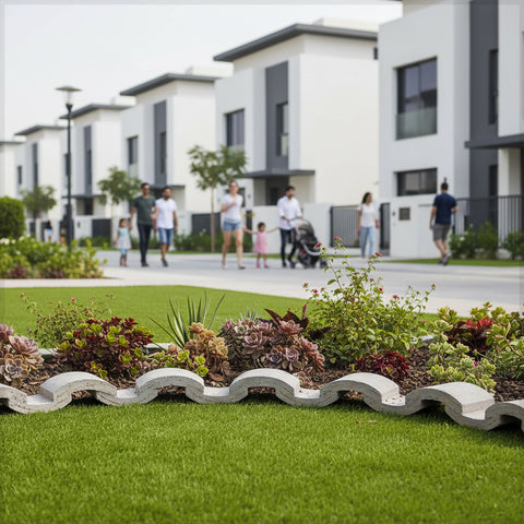 سياج حديقة حجري مزخرف (سياج فقط)