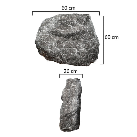 صخرة جيرية صناعية مزخرفة من الحجر الأبيض والأسود (حجر فقط)