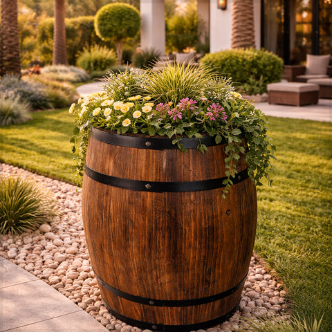 برميل خشبي مزخرف