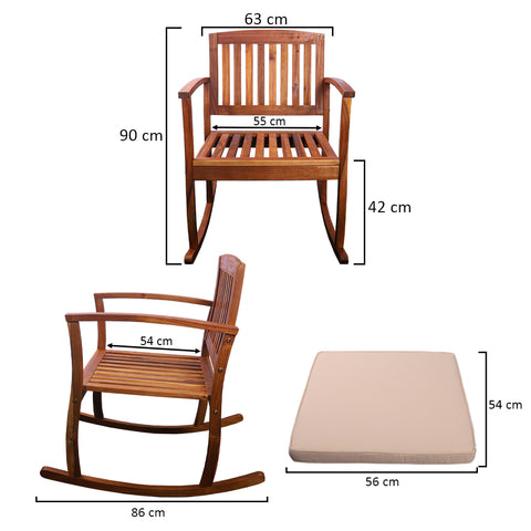 Enjoy a peaceful day in your backyard with this acacia wood Rocking Chair.