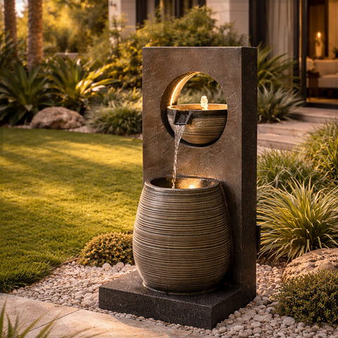 وعاء سكب نافورة المياه مع الأضواء والمضخة (نافورة فقط)