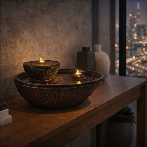 Double-Tiered Zen Tabletop Fountain with Lights (only fountain )