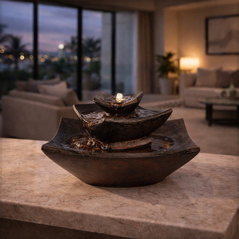 Elegant Tiered Water Fountain  with Lights