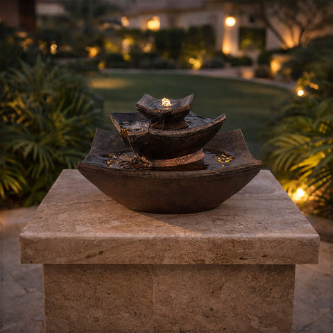 Elegant Tiered Water Fountain  with Lights