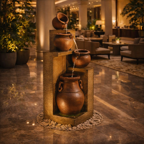 4 Tiered Floor Standing Water Fountain for Garden and Home Decor (only fountain)