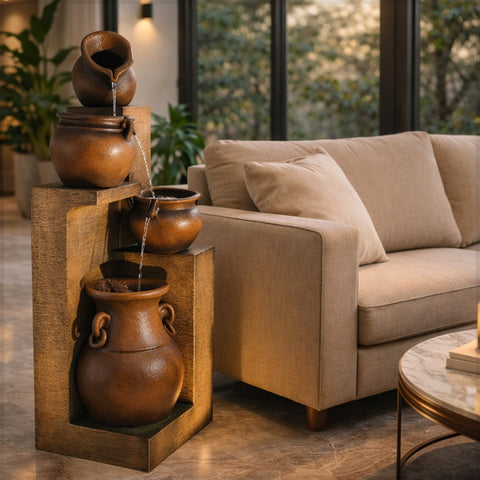 4 Tiered Floor Standing Water Fountain for Garden and Home Decor (only fountain)