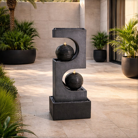 نافورة هندسية حديثة مع كرات مائية مزدوجة مع إضاءة ومضخة (نافورة فقط)