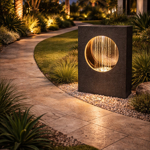 نافورة مياه مع ميزة مائية دائرية مع إضاءة ومضخة (نافورة فقط)