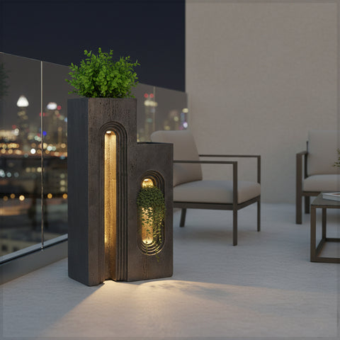 إضاءة ديكورية بأواني رمادية