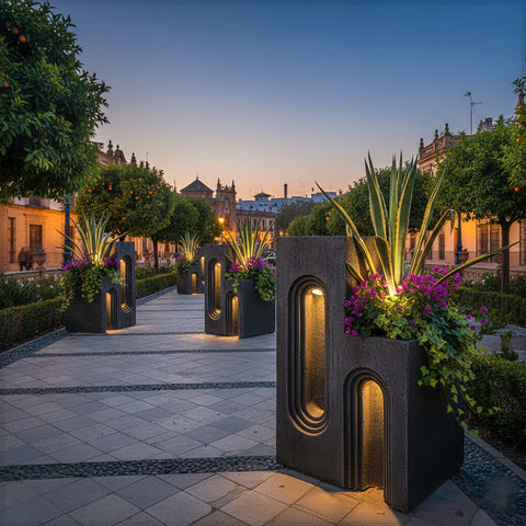 إضاءة ديكورية بأواني رمادية