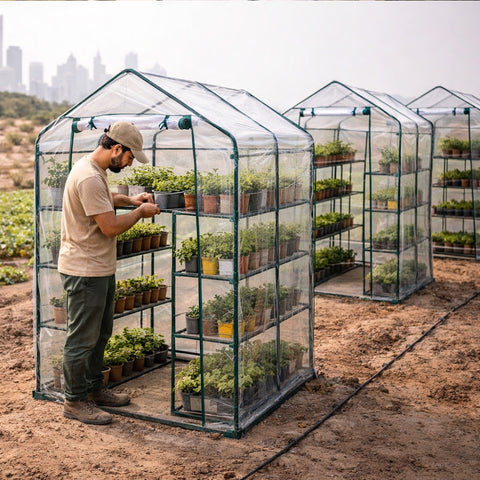 بيت أخضر به 8 أرفف متينة لزراعة النباتات أو الشتلات أو الأعشاب أو الزهور