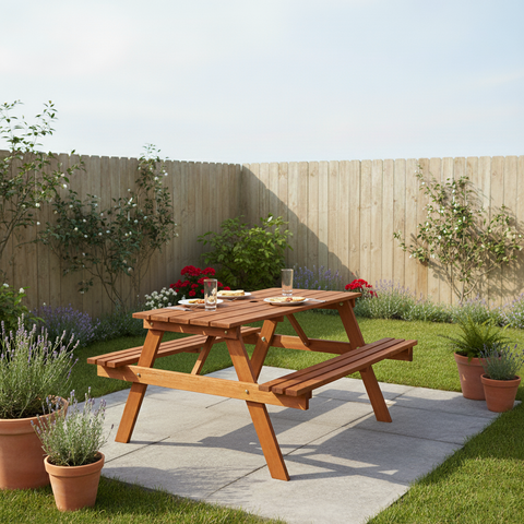 Wooden Bench With Umbrella Hole
