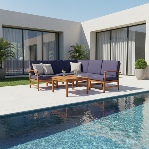 5 Seater Sectional Sofa Set with Cushions