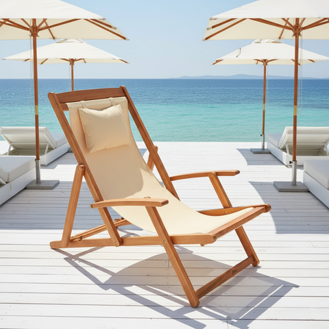 Solid Wood Sling Loungers Chair