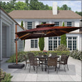 Double Top Deluxe Solar Powered LED Square Patio Umbrella.