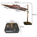 Double Top Deluxe Solar Powered LED Square Patio Umbrella.