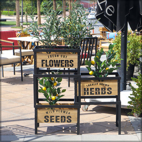 planter stand, wooden planters, hanging planters