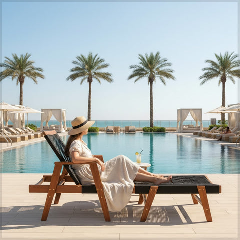 Classic Acacia Wood Outdoor Sun Lounger with Rope Design